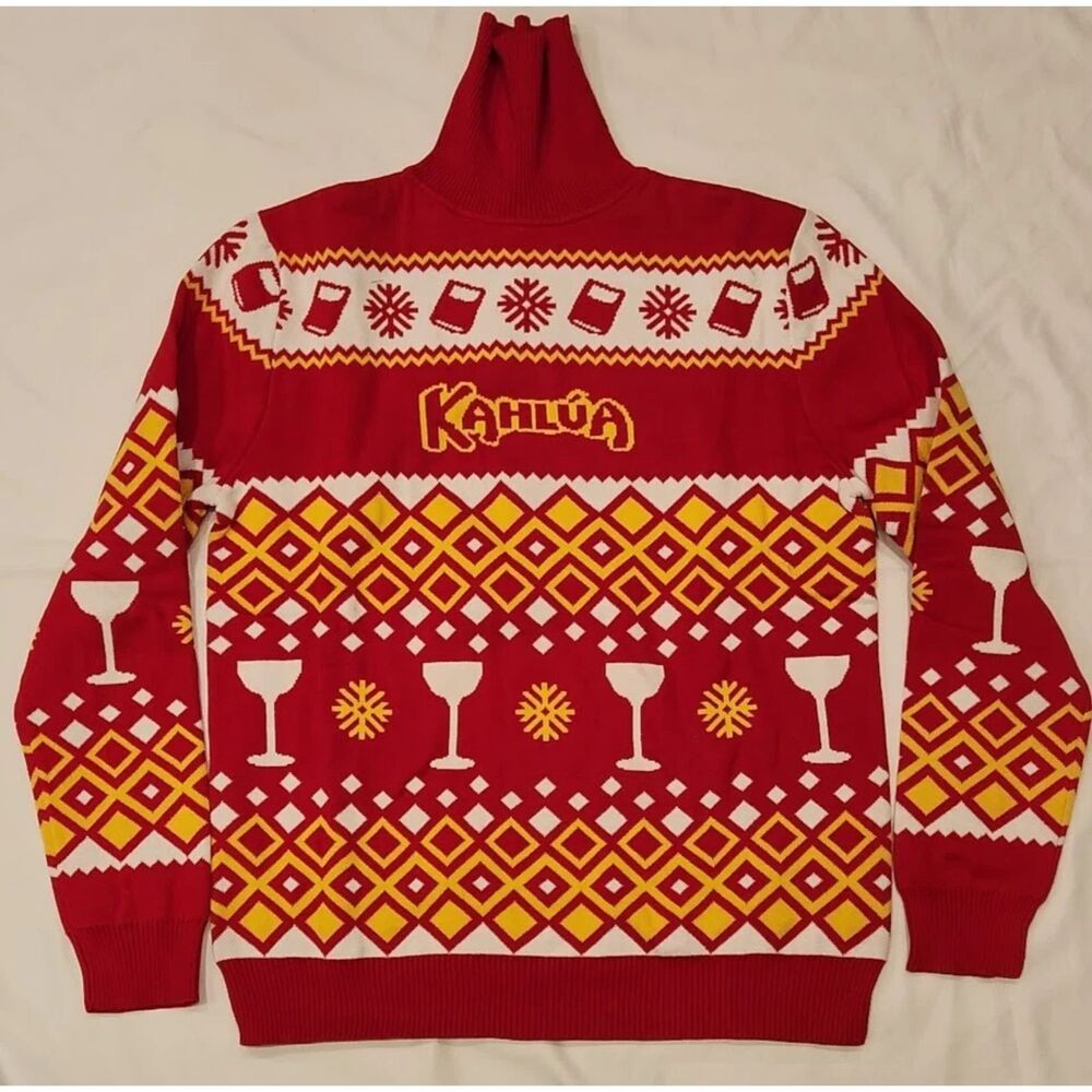 Kahlua Red Christmas Holiday Sweater Cocktail Snowflake Knit L